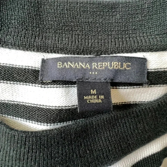 BANANA REPUBLIC FACTORY NWOT BLACK & WHITE STRIPED COTTON KNIT DRESS | MEDIUM - Picture 9 of 9